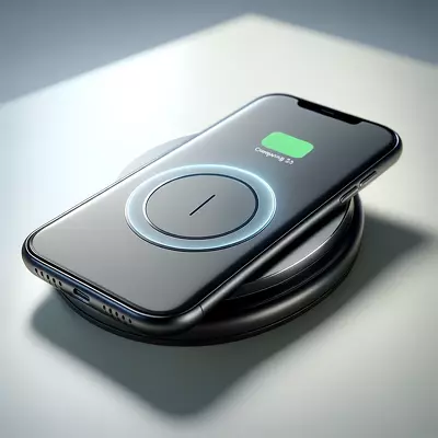 Sleek wireless charger compatible with OtterBox Defender cases, highlighting innovation and design.