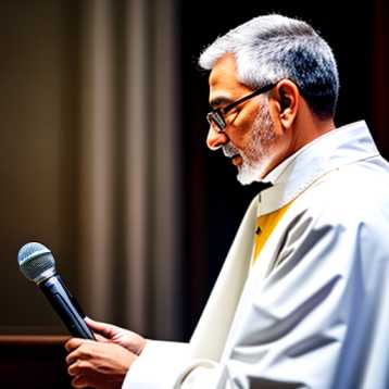 Priest speaking in church.